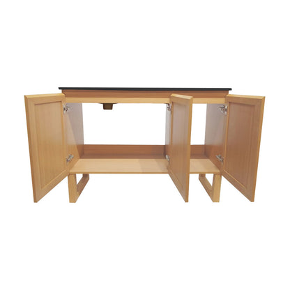 Arles 48 in. Natural Oak, Double Basin Bathroom Vanity With Black, 3-Hole Centerset Ceramic Sink Top