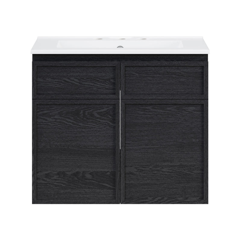 St. Tropez 24" Wall-Mounted Bathroom Vanity in Black Oak with 3-Hole Widespread Sink Top