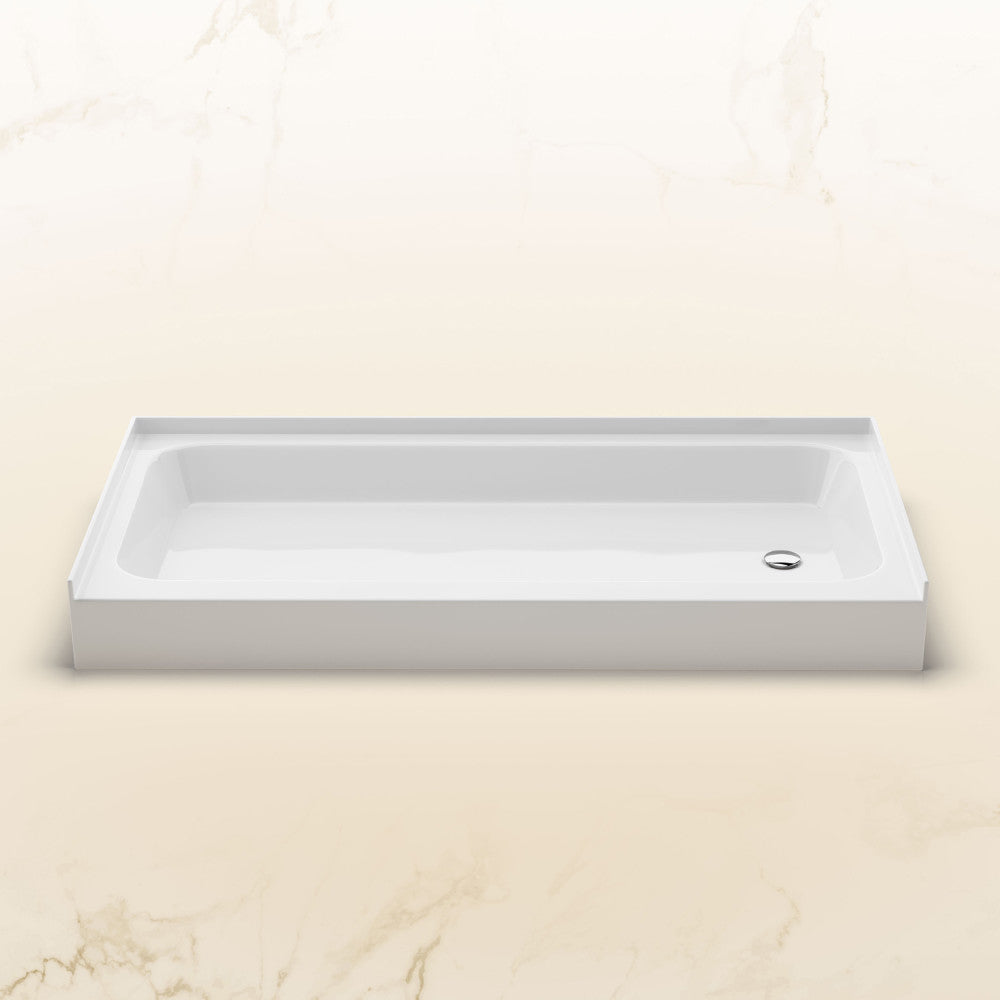 Voltaire 60 x 30 Shower Pan Base with Right Drain in Glossy White