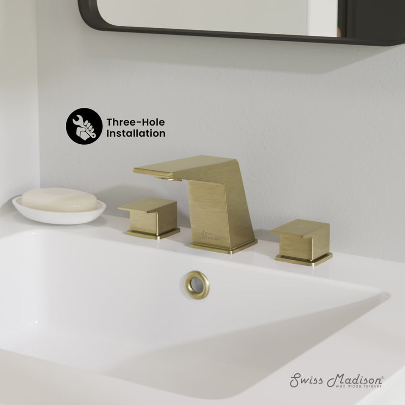 Carre 8 in. Widespread, 2-Handle, Bathroom Faucet in Brushed Gold