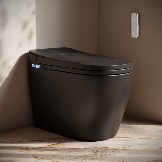 Avancer One Piece Smart Toilet 1.28 GPF in Matte Black with Heated Bidet, Air Drying, Night Light, Foot Sensor