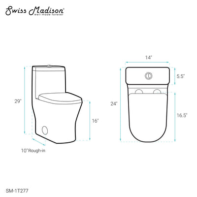 Sublime II One-Piece 10" Rough-in 1.1/1.6 GPF Dual Top Flush Round Compact Toilet in Glossy White