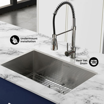 Tourner 27 x 19 Stainless Steel, Single Basin, Undermount Kitchen Sink