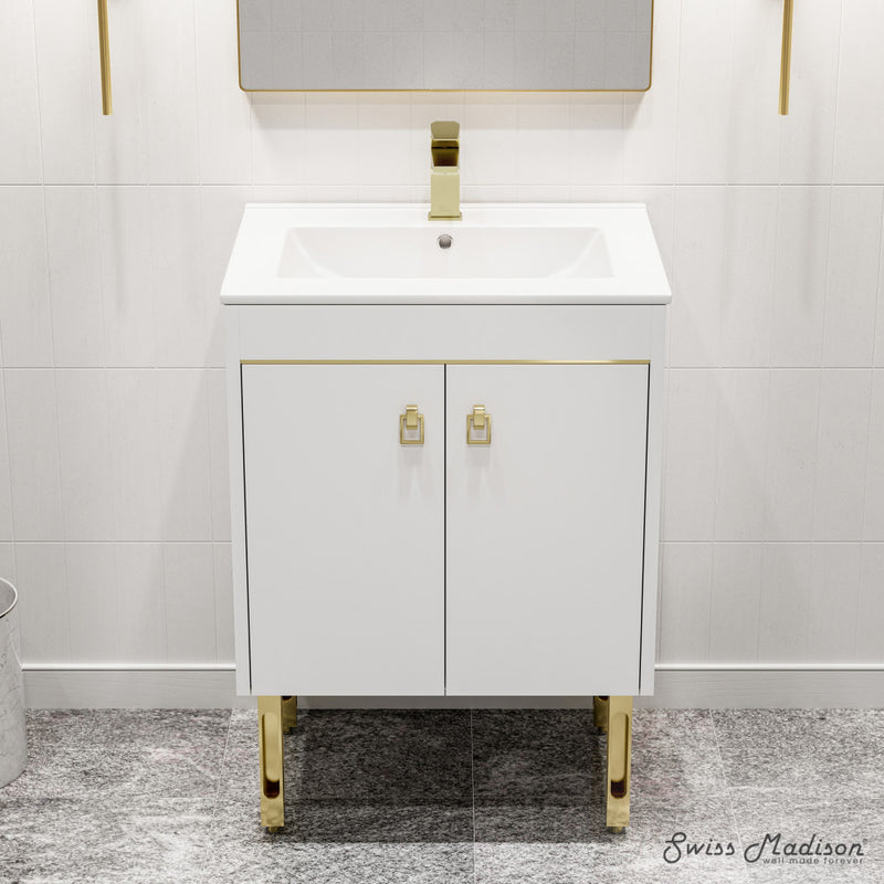 Lumiere 24" Freestanding Bathroom Vanity in White with Sink Top