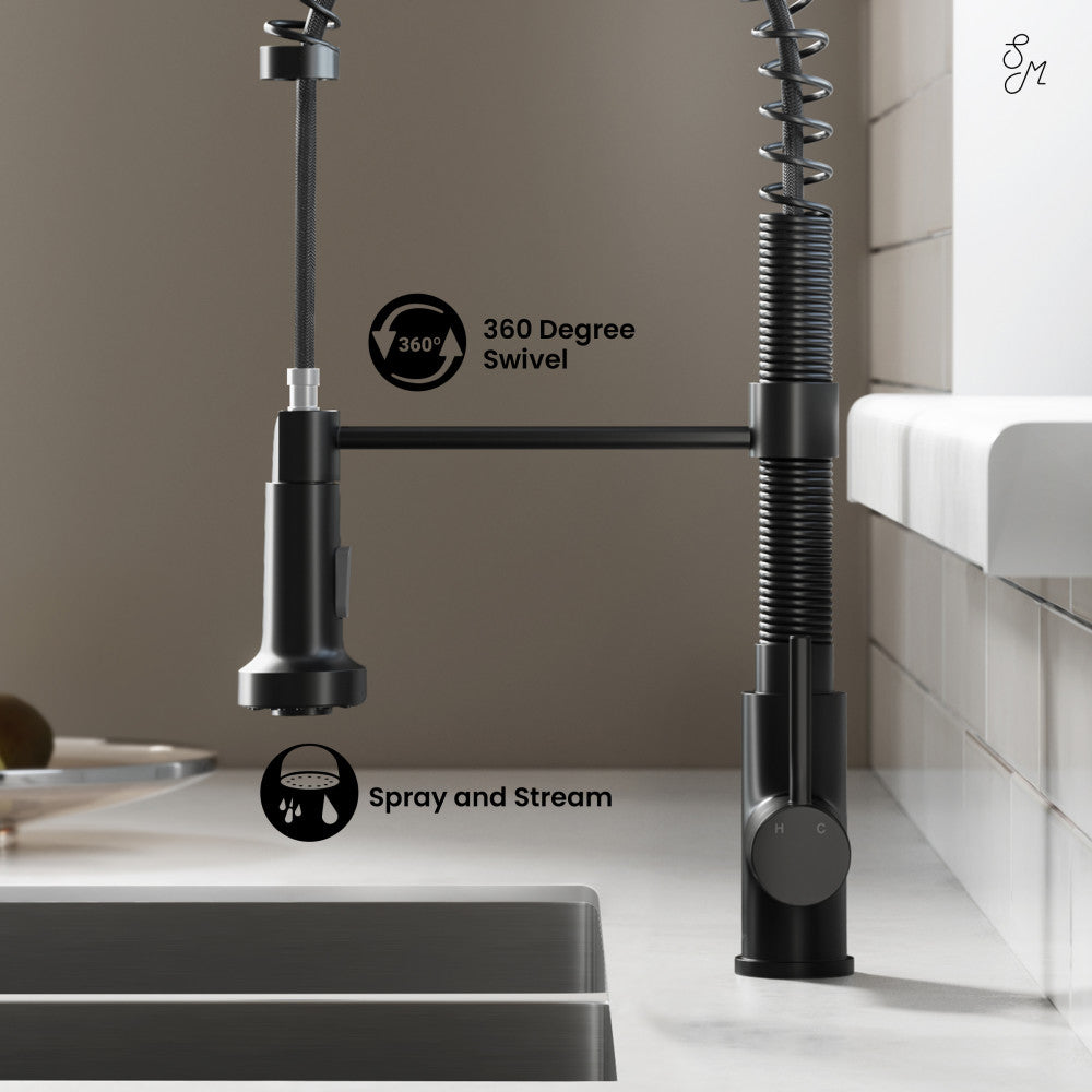 Nouvet Single Handle, Pull-Down Kitchen Faucet in Matte Black