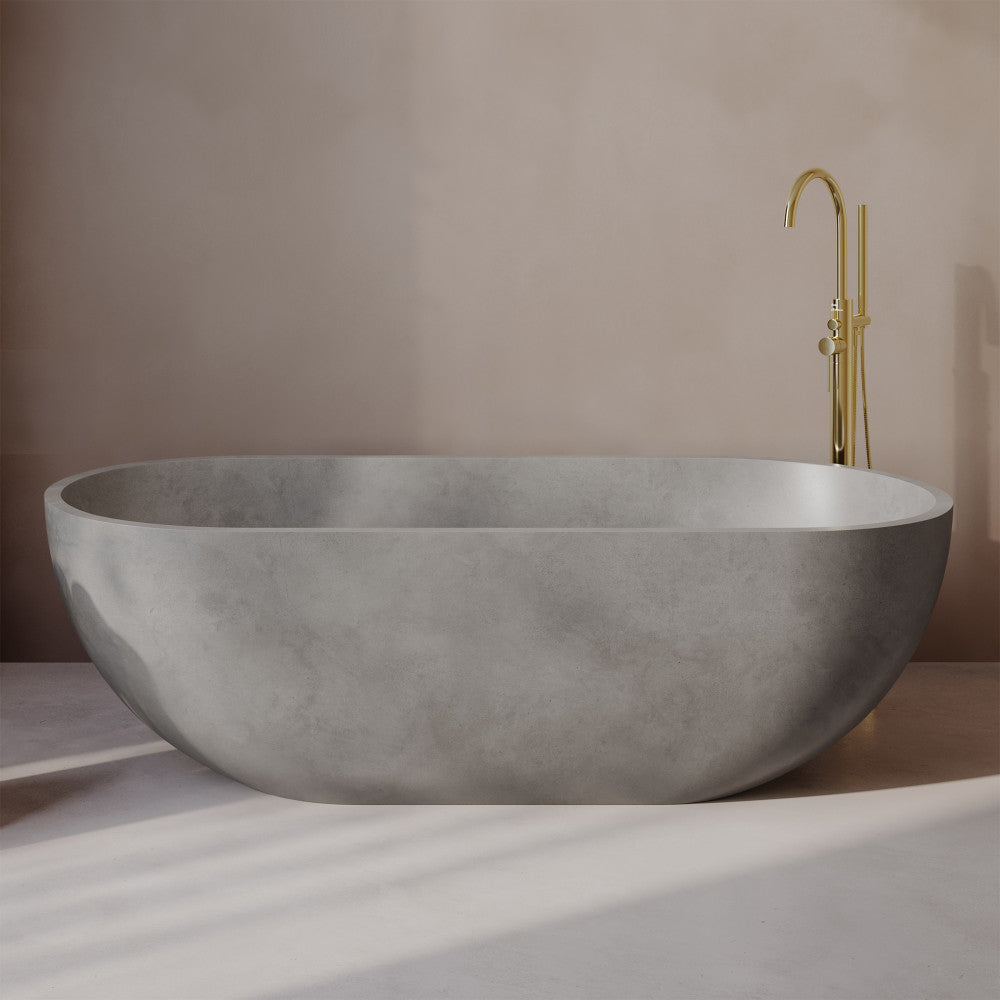 Claire 60" Freestanding Concrete Bathtub in Gray, Drain Included