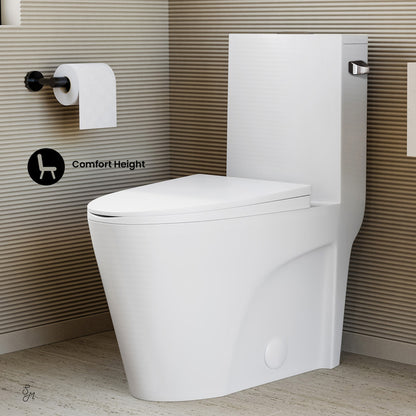 St. Tropez One-Piece 14" Rough-in 1.28 GPF Right-Hand Vortex Flush Elongated Toilet in Glossy White