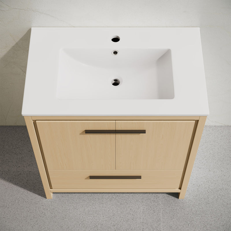 Virage 30" Freestanding Bathroom Vanity in Natural Oak with Sink Top