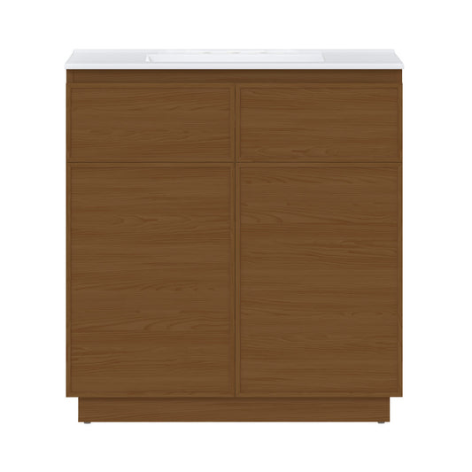 St. Tropez 36" Freestanding Bathroom Vanity in Brown Oak with 3-Hole Widespread Sink Top