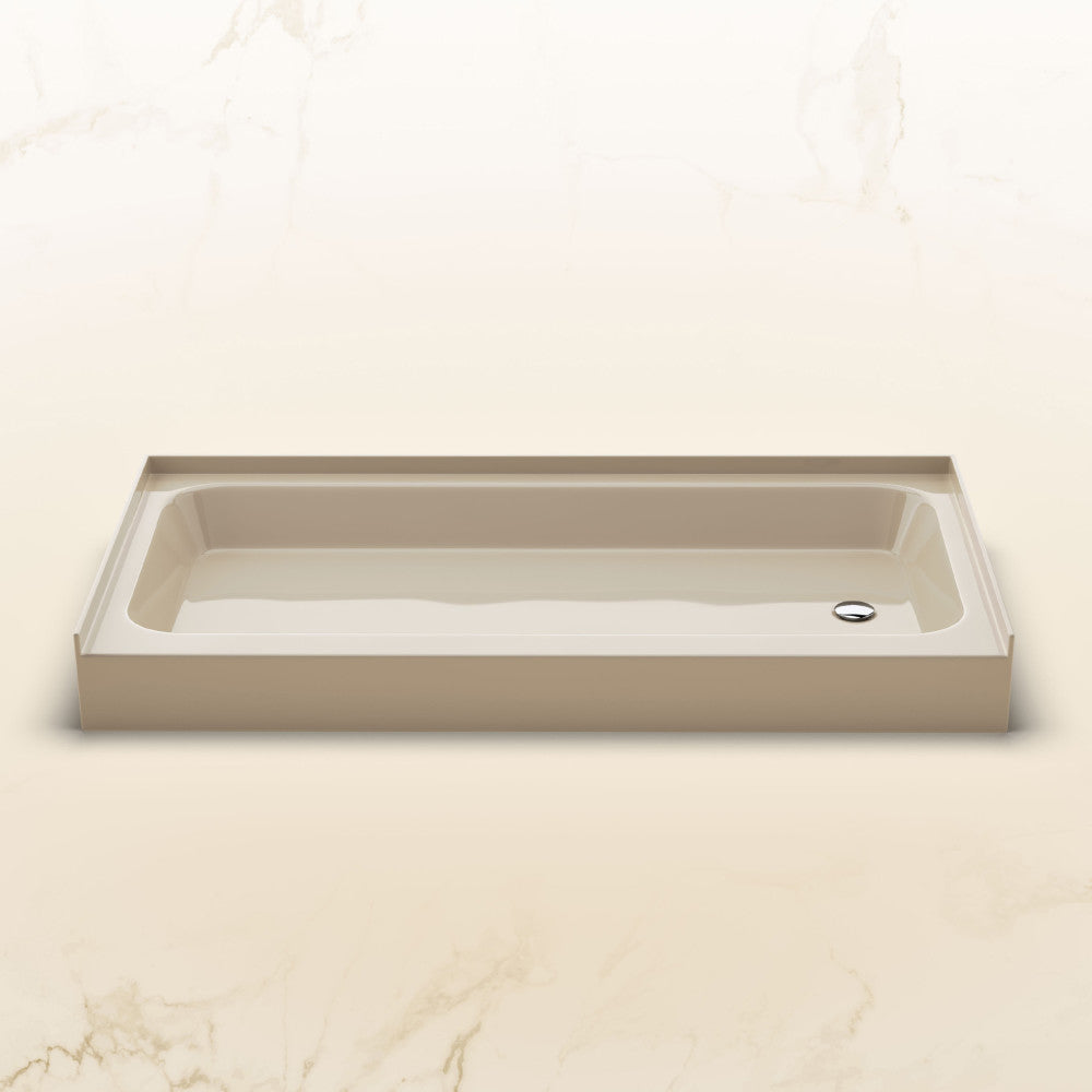 Voltaire 60 x 30 Shower Pan Base with Right Drain in Glossy Bisque