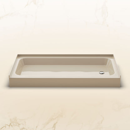 Voltaire 60 x 30 Shower Pan Base with Right Drain in Glossy Bisque