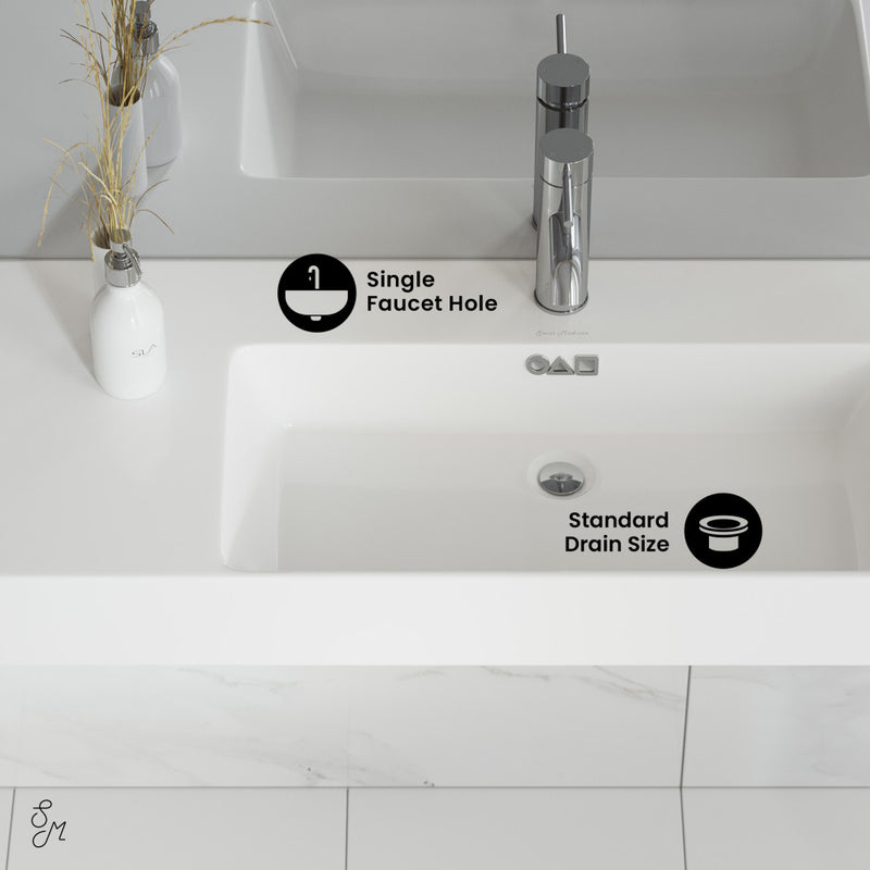 St. Tropez 36" Rectangle Wall-Mounted Sink with Right Side Faucet Mount