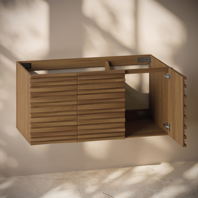 Cascade 48" Wall-Mounted Bathroom Vanity Cabinet without Top in Brown Oak