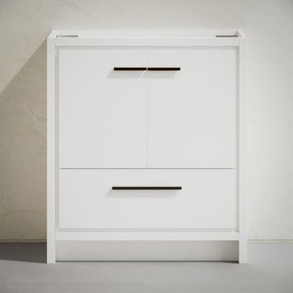 Virage 30" Freestanding Bathroom Vanity in White without Sink Top