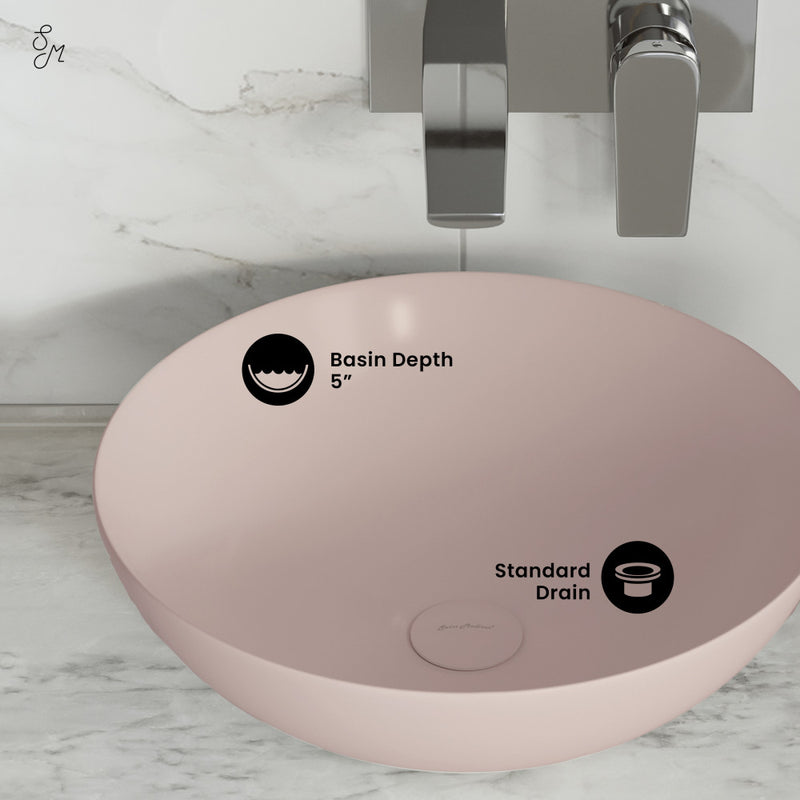 Classe 16 Color Ceramic Sink in Matte Pink