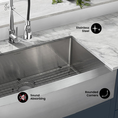 Rivage 36 x 21 Stainless Steel, Single Basin, Farmhouse Kitchen Sink with Apron