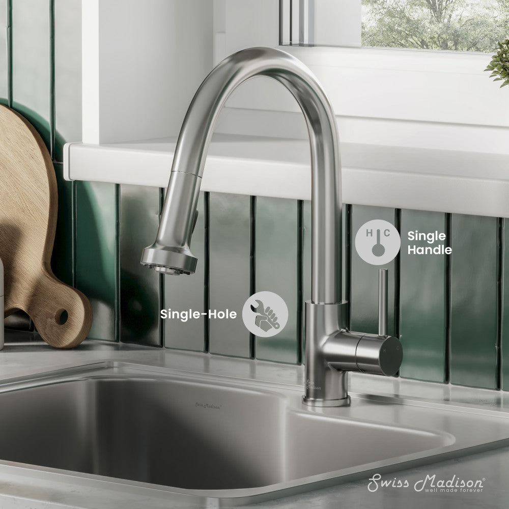 Nouvet Single Handle, Pull-Down Kitchen Faucet in Brushed Nickel