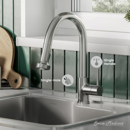 Nouvet Single Handle, Pull-Down Kitchen Faucet in Brushed Nickel