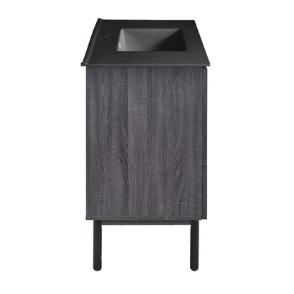 Classe 36" Freestanding Bathroom Vanity in Black Oak with Black Sink Top