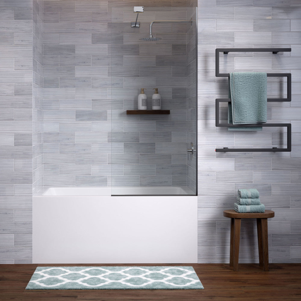Voltaire 54 x 30 Skirted Right Drain Soaking Apron Bathtub in Glossy White with Integrated Overflow, Drain Included