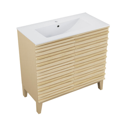 Cascade 30" Freestanding Bathroom Vanity in Natural Oak with Sink Top