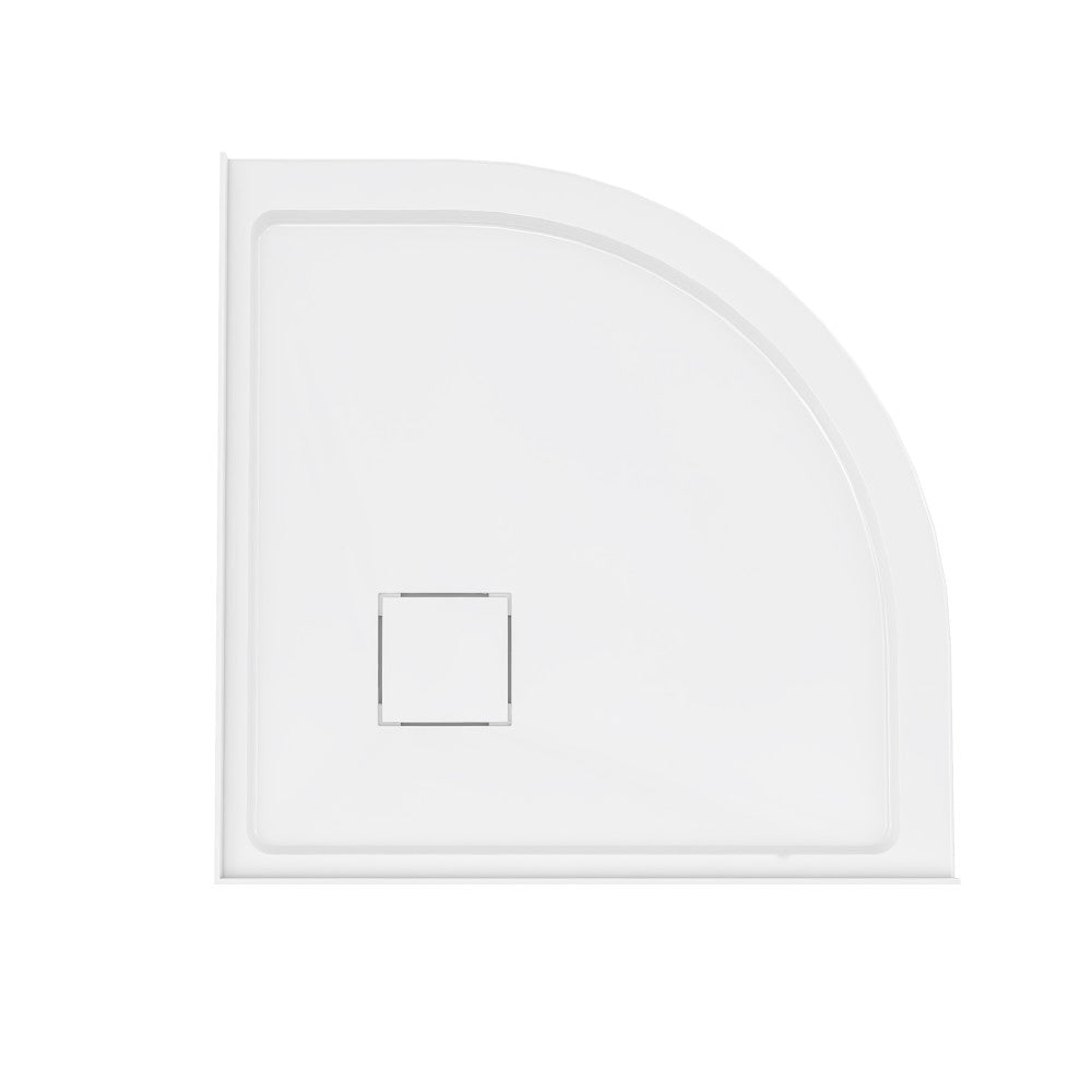 Marquette 38" x 38" Round Corner Double-Threshold Shower Pan Base with Center Drain in Glossy White