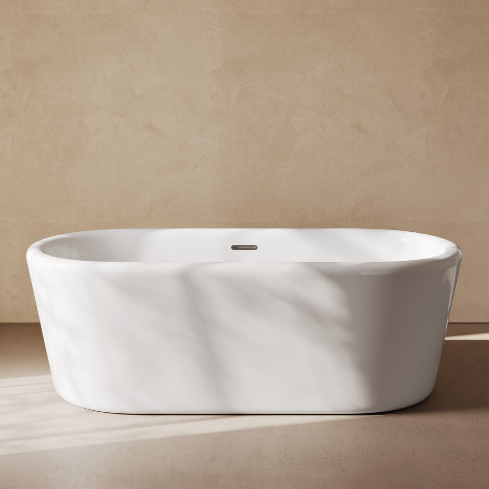 Nanterre 68" Soaking Freestanding Bathtub in Glossy White, Drain Included