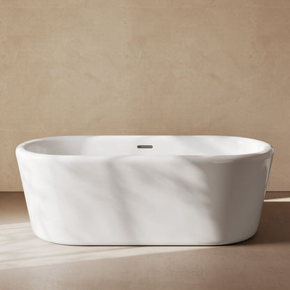 Nanterre 68" Soaking Freestanding Bathtub in Glossy White, Drain Included