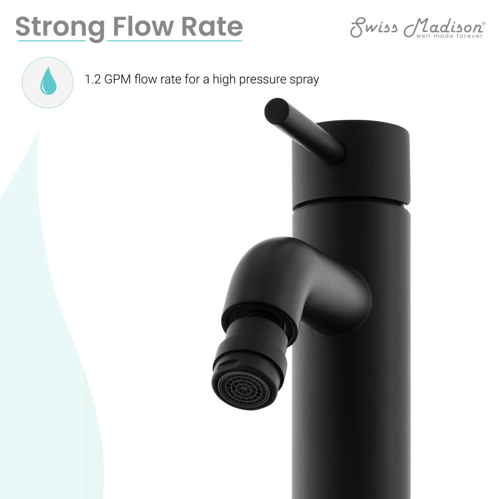 Single-handle bidet faucet in matte black with lever handle and angled spout.