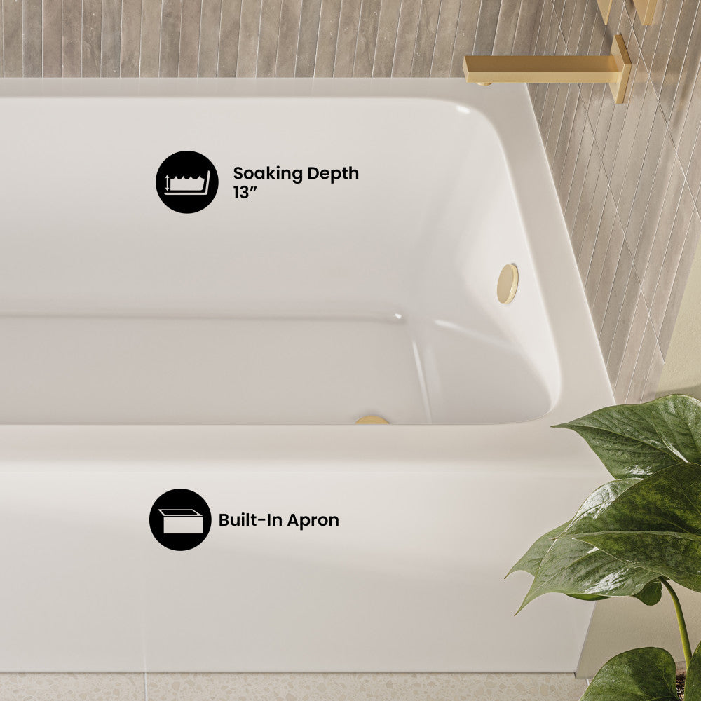 Voltaire 60 x 32 x 18 Skirted Right Drain Soaking Apron Bathtub in Glossy White