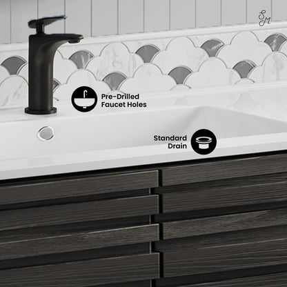 Cascade 30" Freestanding Bathroom Vanity in Black Oak with Sink Top