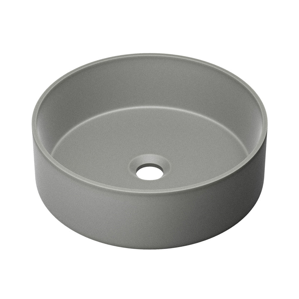 Lisse 14.5" Round Concrete Vessel Bathroom Sink in Dark Gray