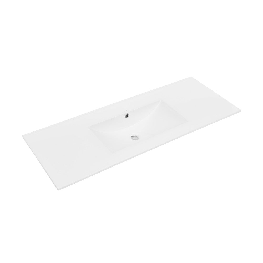 48" Zero Hole Vanity Sink Top in Glossy White
