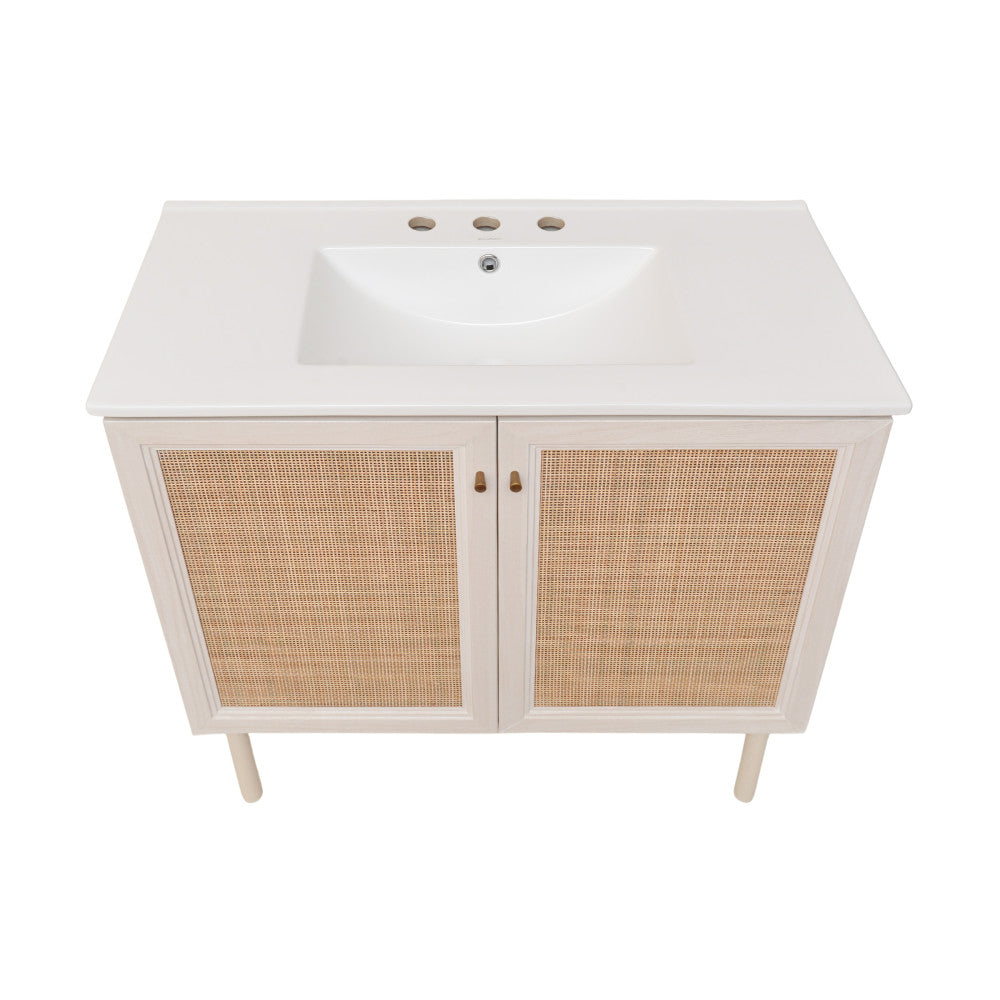 Classe 36" Freestanding Bathroom Vanity in White Oak with 3-Hole Widespread Sink Top