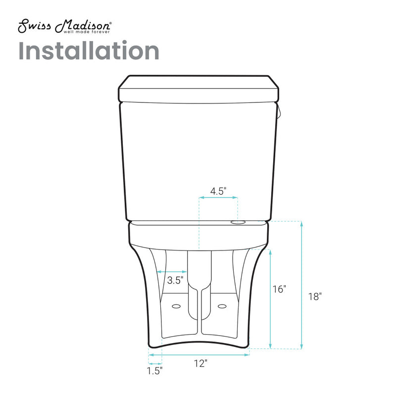 Classe Two-Piece Elongated Left Side Flush Handle Toilet 1.28 gpf