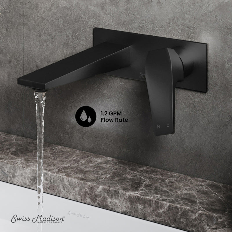 Voltaire Single-Handle, Wall-Mount, Bathroom Faucet in Matte Black