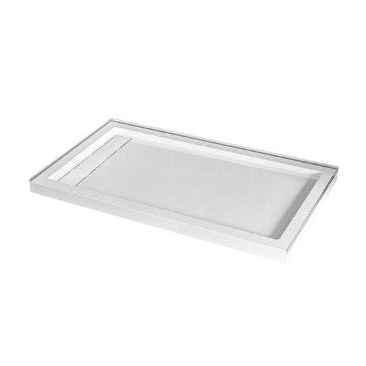 Carlton Marquette 36 x 60 Single or Double-Threshold Shower Pan Base with Center Drain and Removable Flange in Glossy White