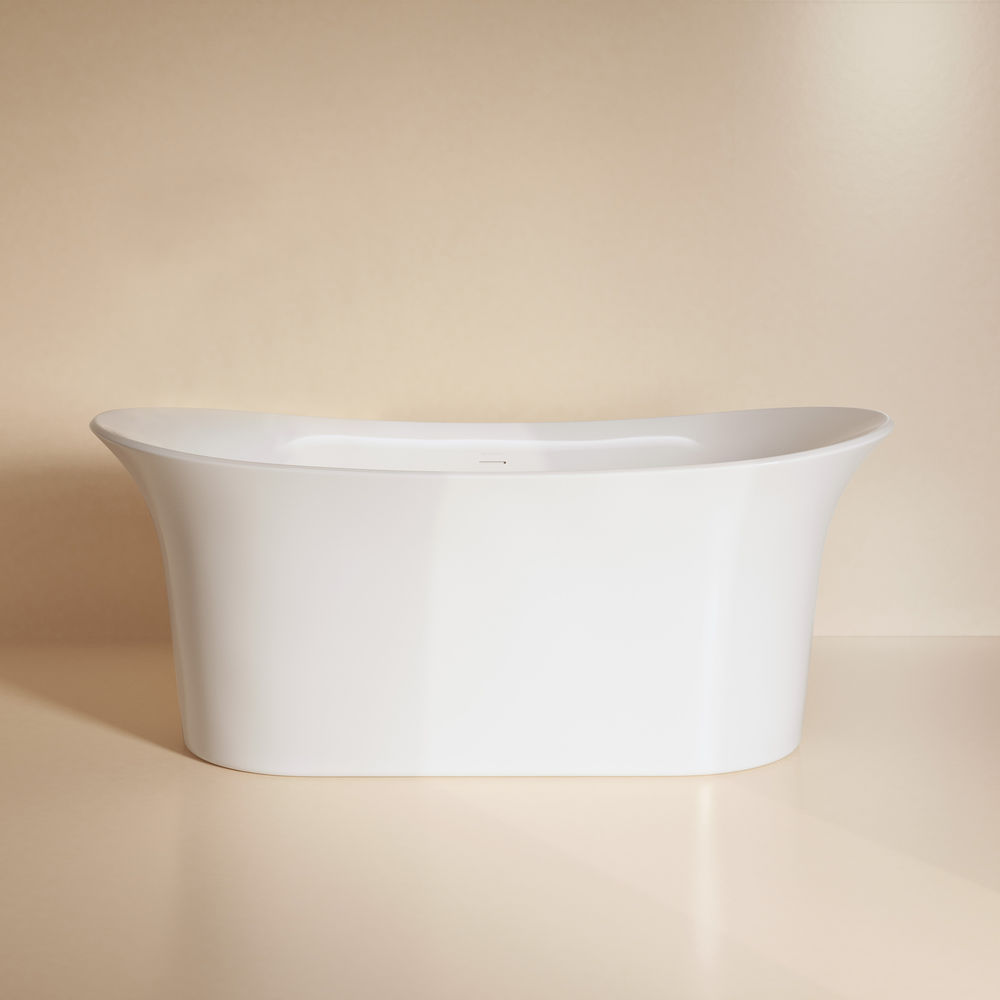 Cascade 66" Double Slipper Soaking Freestanding Bathtub in Glossy White, Drain Included