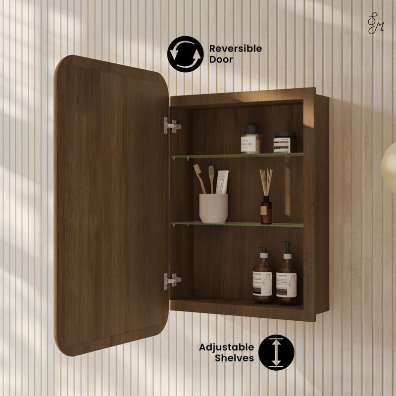 Plaisir 18 x 27 Recessed/Wall Mount Medicine Cabinet with Mirror in Brown Oak