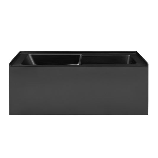 Voltaire 60 x 30 Skirted Right Drain Soaking Apron Bathtub in Matte Black with Integrated Overflow and Armrest, Drain Included