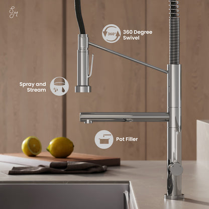 Nouvet Single Handle, Pull-Down Kitchen Faucet with Pot Filler in Chrome