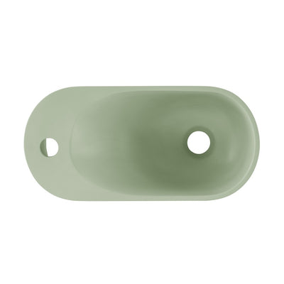 Terre 18" Solid Surface Oval Wall-Mounted Sink with Left Side Faucet Mount in Matte Palm Green