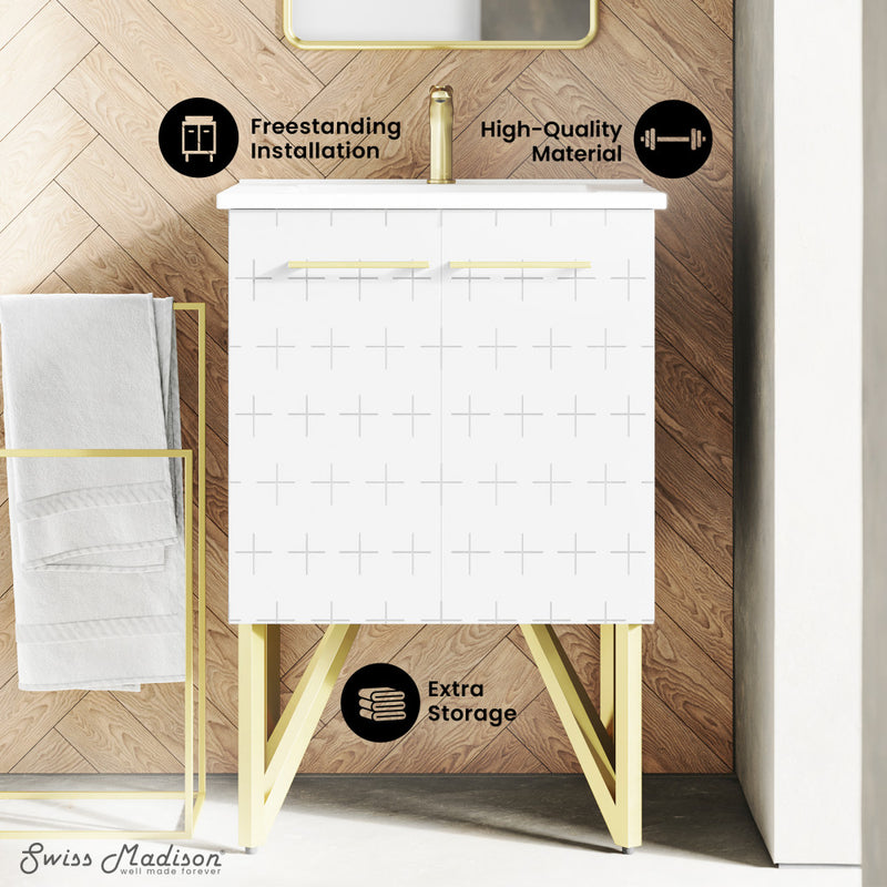 Annecy 24" Freestanding Bathroom Vanity in Galaxy White with Sink Top