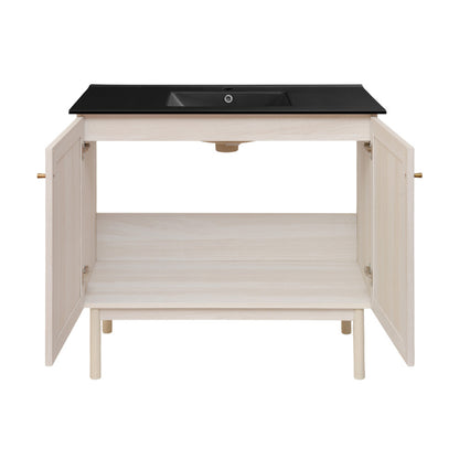 Classe 36" Freestanding Bathroom Vanity in White Oak with Black Sink Top