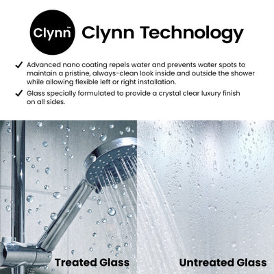 Pierre 34 x 76 Framed Fixed 3/8 in. (10mm) Clear Tempered Glass Shower Door with Black Matte Frame