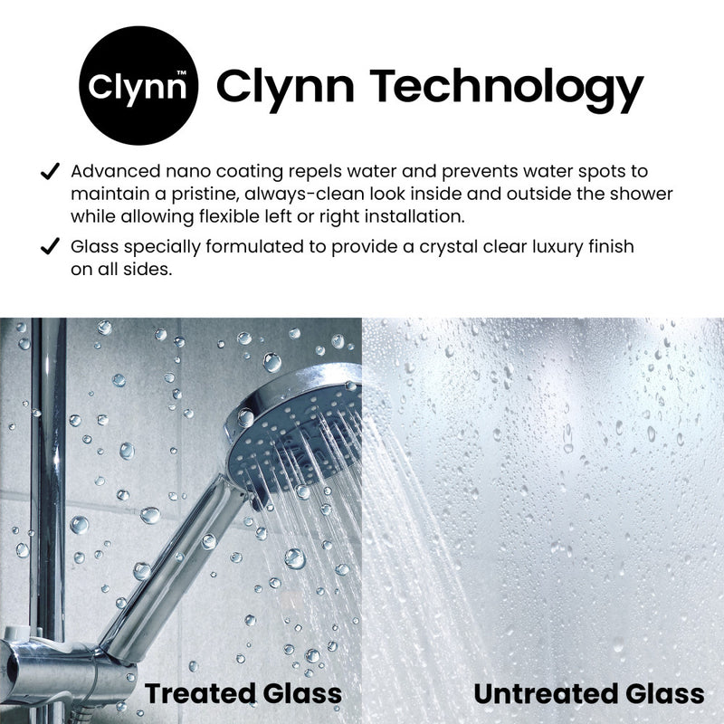 Pierre 34 x 76 Framed Fixed 3/8 in. (10mm) Clear Tempered Glass Shower Door with Black Matte Frame