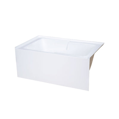 Voltaire 54 x 30 Skirted Right Drain Soaking Apron Bathtub in Glossy White with Integrated Overflow and Armrest, Drain Included
