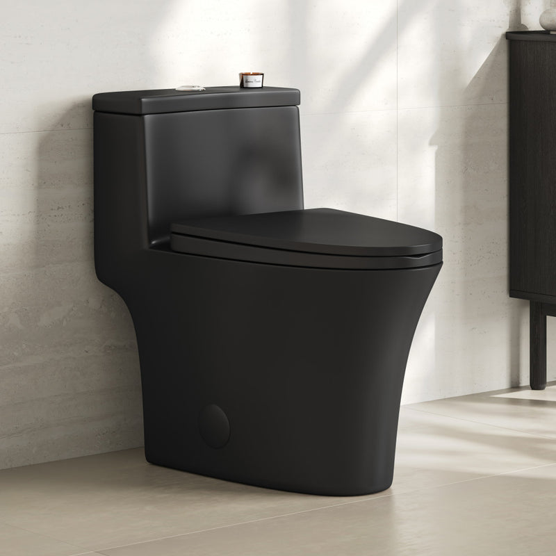 Bastille One-Piece 12" Rough-in 1.1/1.6 GPF Dual Top Flush Elongated Toilet in Matte Black