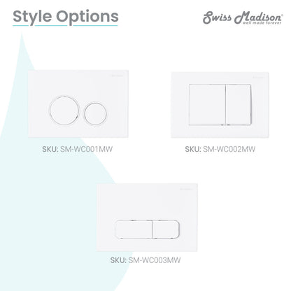 Monaco Wall Mount Dual Flush Actuator Plate with Round Push Buttons in Matte White