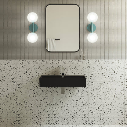 22" rectangular wall-mount bathroom sink in matte black with single-hole faucet mount.